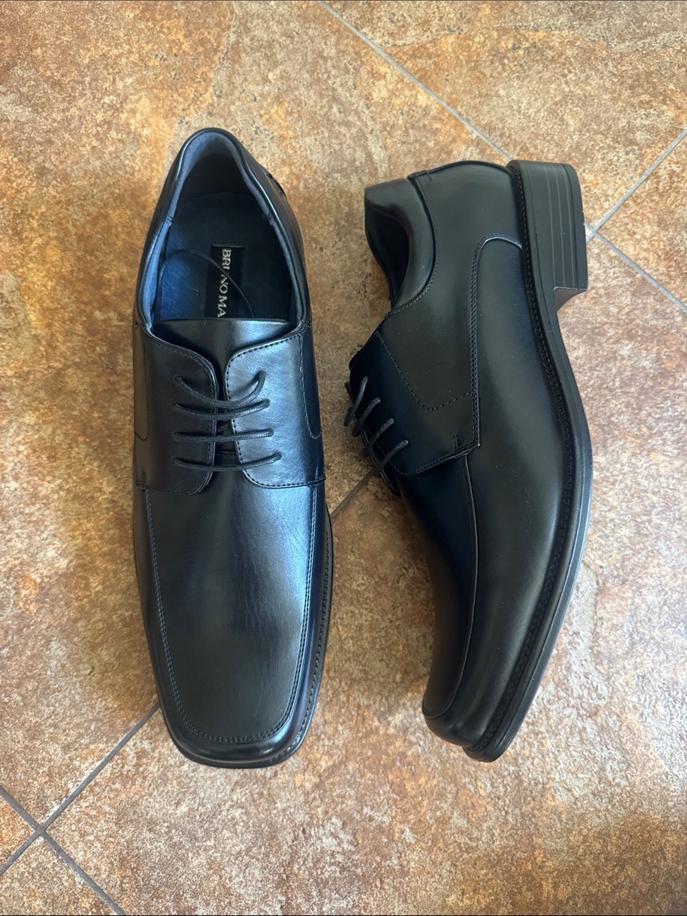 Black Leather Lace-Up Derby Shoes by Bruno Marc